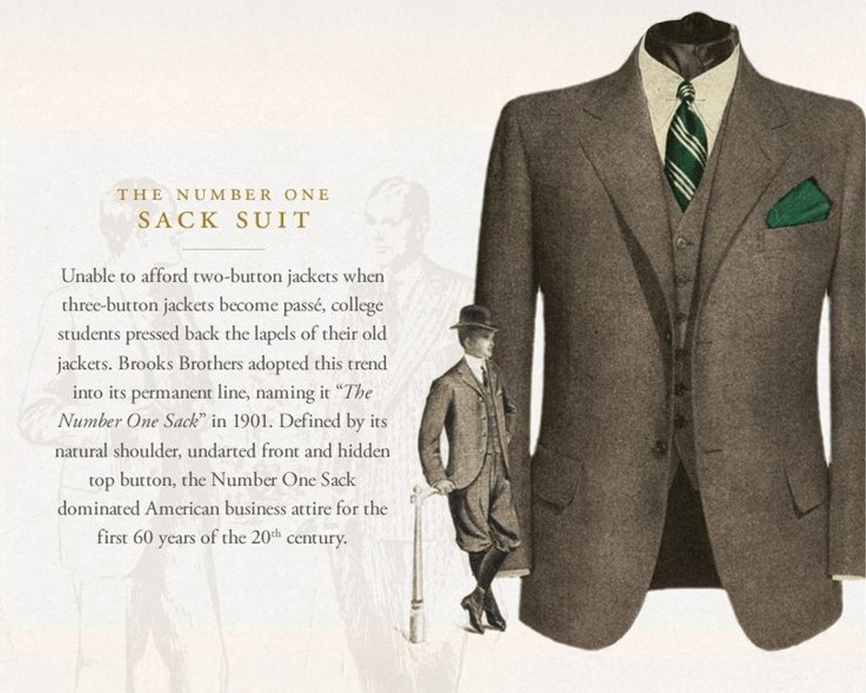Grey flannel sack suit symbolizing intellect, practicality, and the Ivy Style tradition in mid-century America