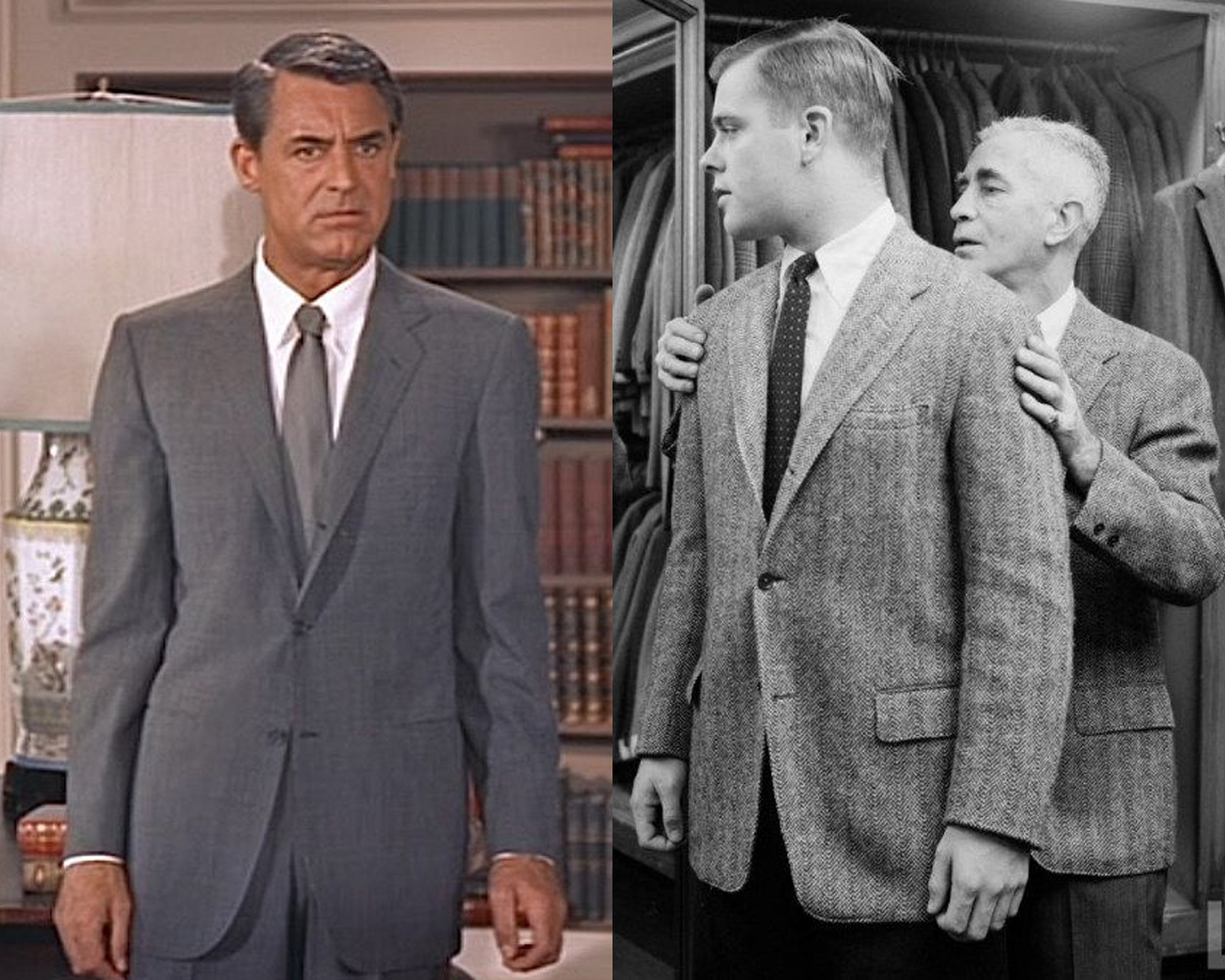 Grey sack suit symbolizing balance and sophistication in Ivy Style