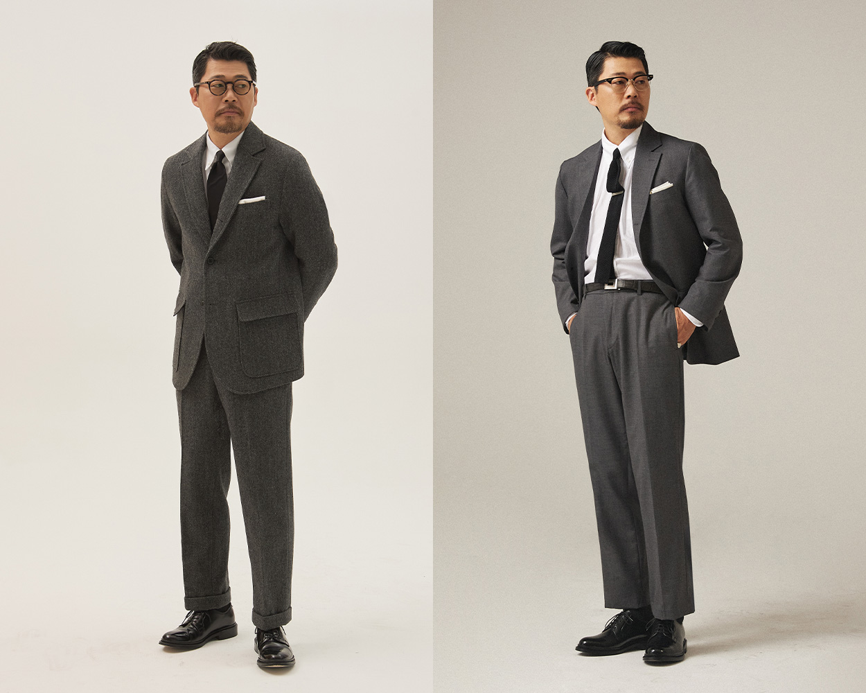 Renacts grey sack suit blending Ivy tradition with modern Seoul craftsmanship
