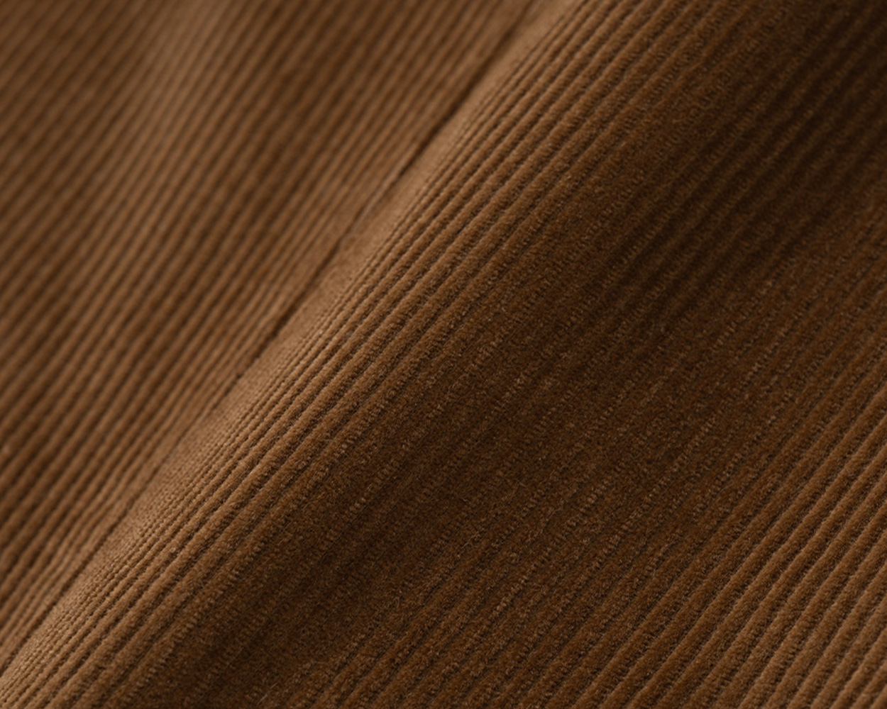 Close-up of corduroy fabric showing soft ridged texture and natural sheen