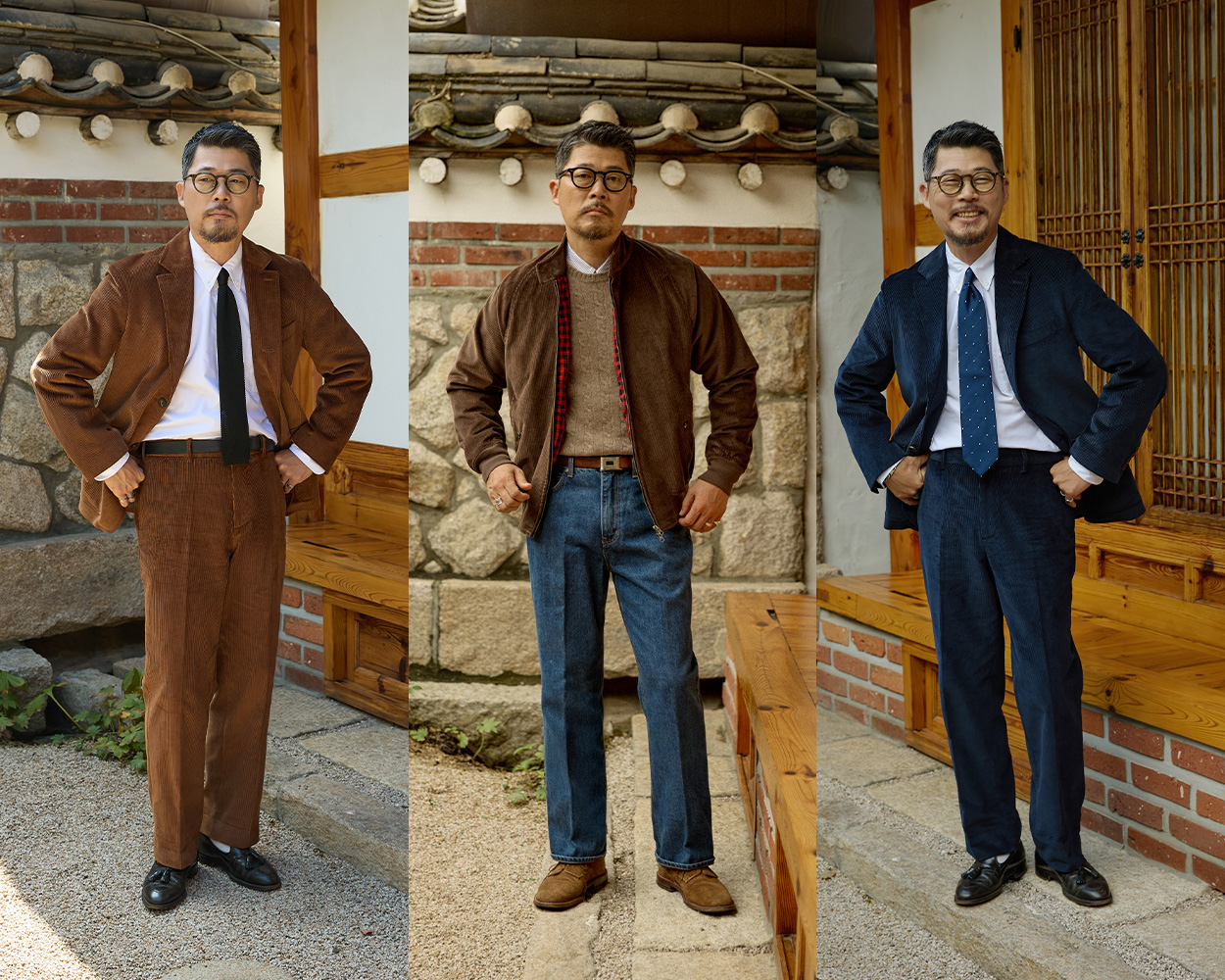 Renacts modern reinterpretation of corduroy blending Ivy heritage with Seoul Trad Style