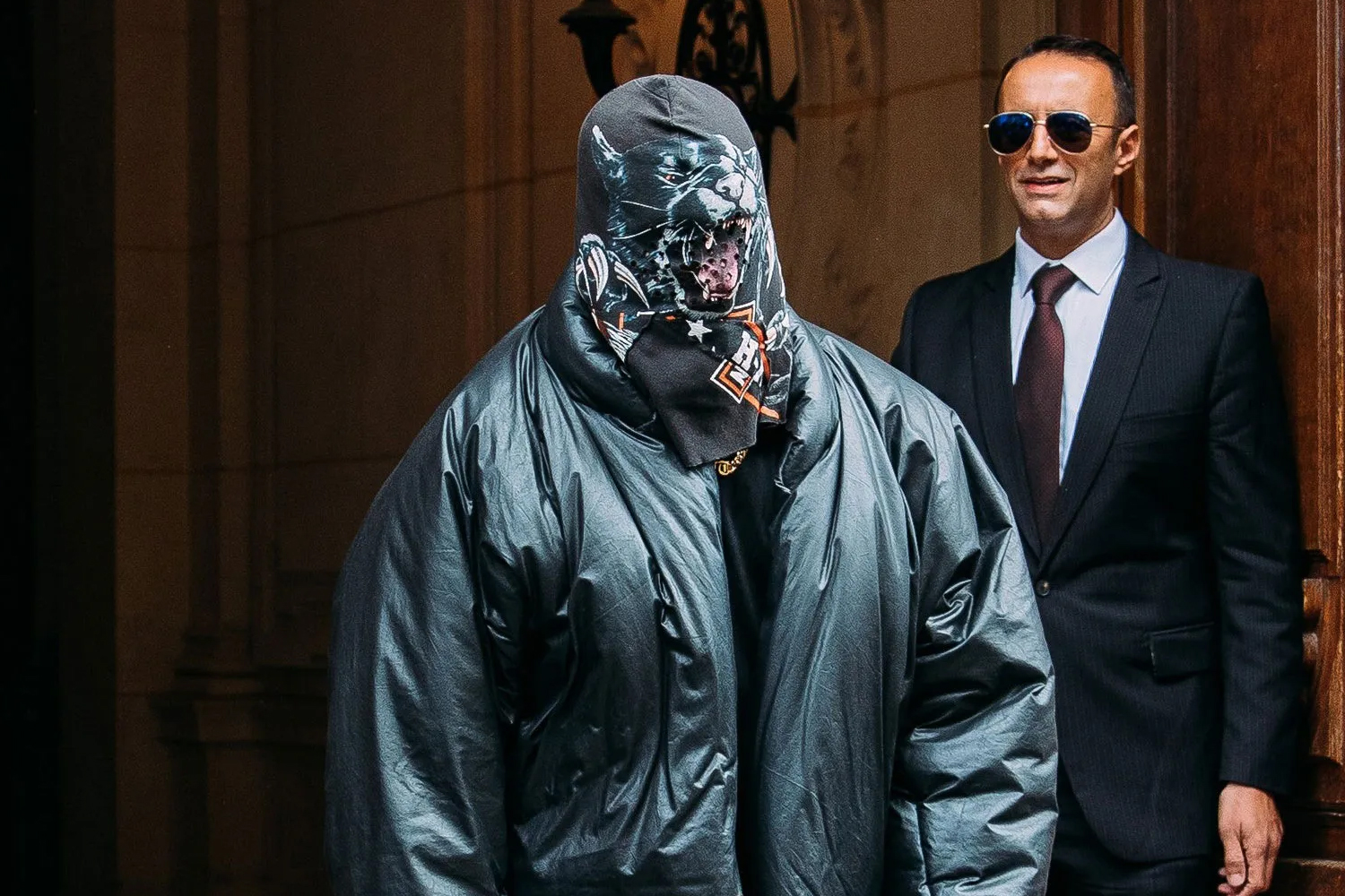 2020s kanye west hiding his face with face mask