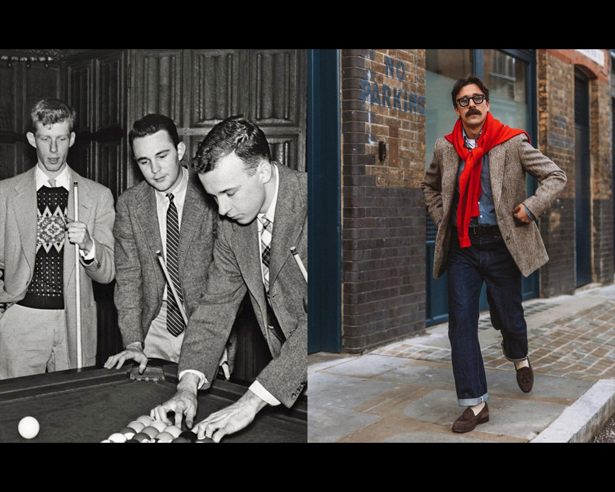 Modern reinterpretation of trad style featuring casual tailoring and relaxed Ivy aesthetics