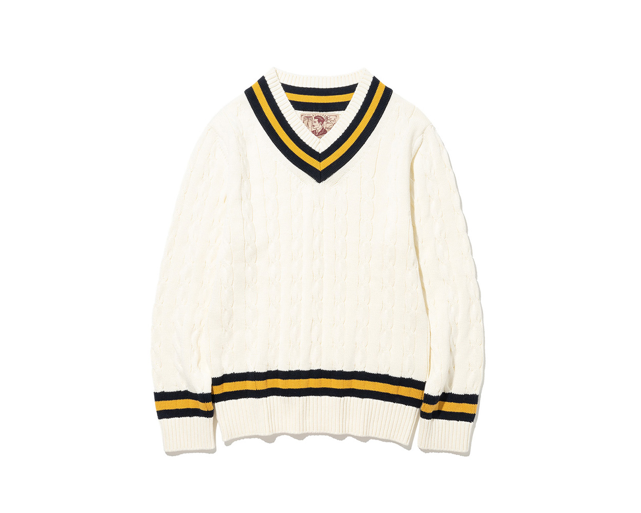 Classic cricket sweater with striped trim in Ivy menswear