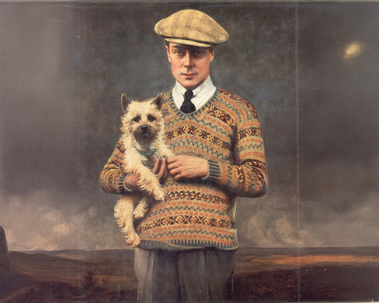 Vintage figures wearing Fair Isle knitwear including royalty and Ivy League style icons