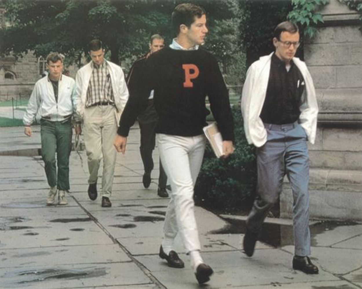 Early Ivy Style influenced by military garments after World War II