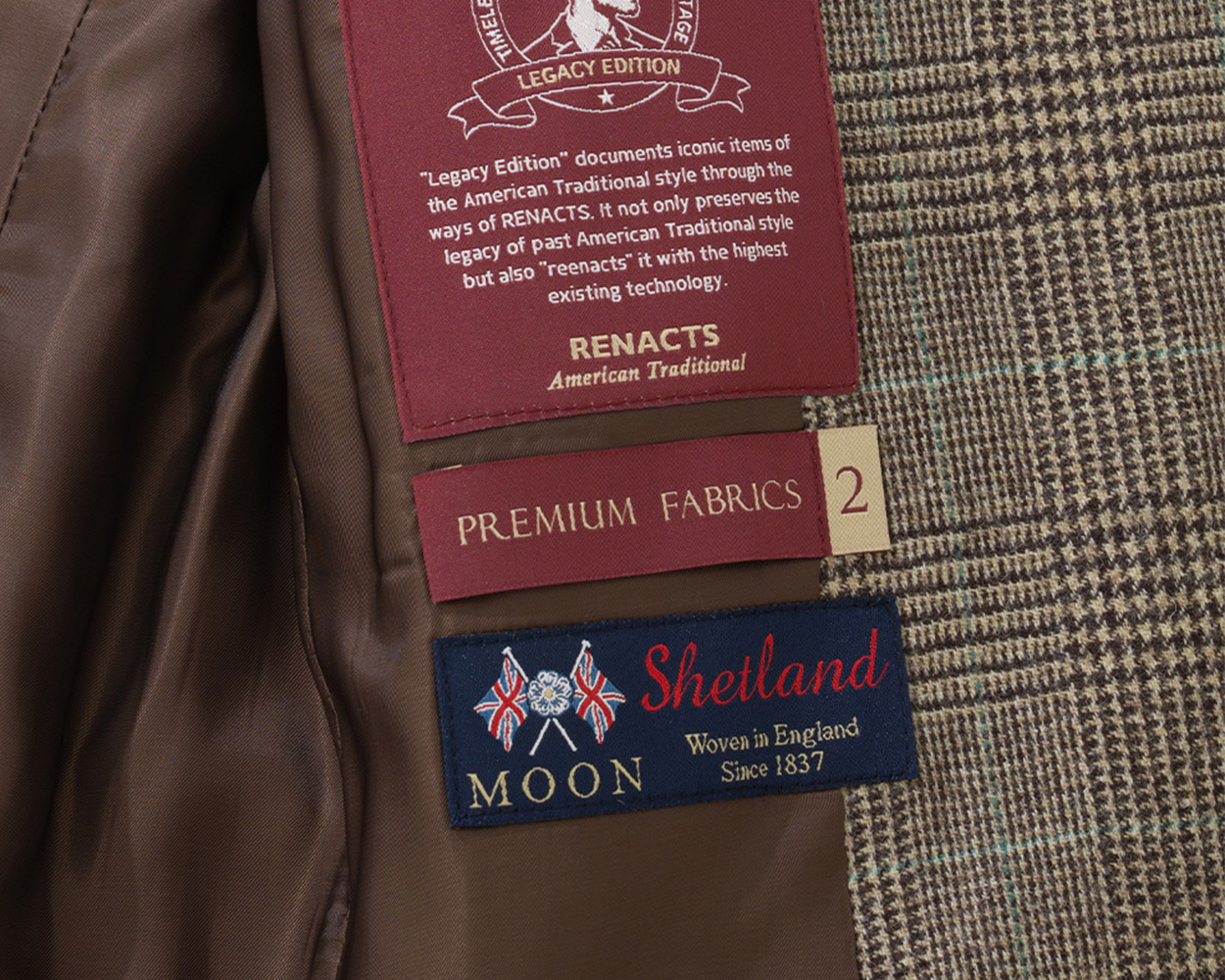 Merino wool fabric by Abraham Moon used in a Glen Check Blazer