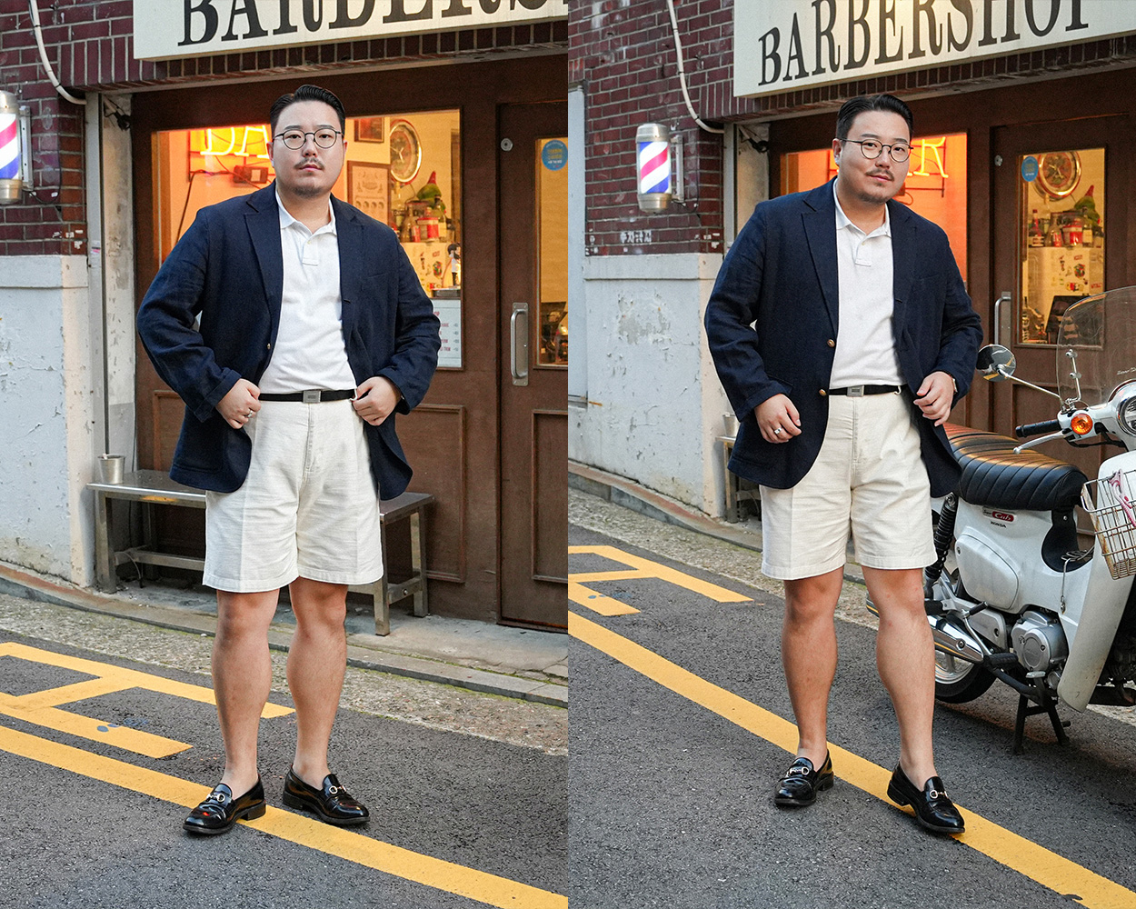 Old money inspired Modern Ivy Style Outfit in navy and white tones