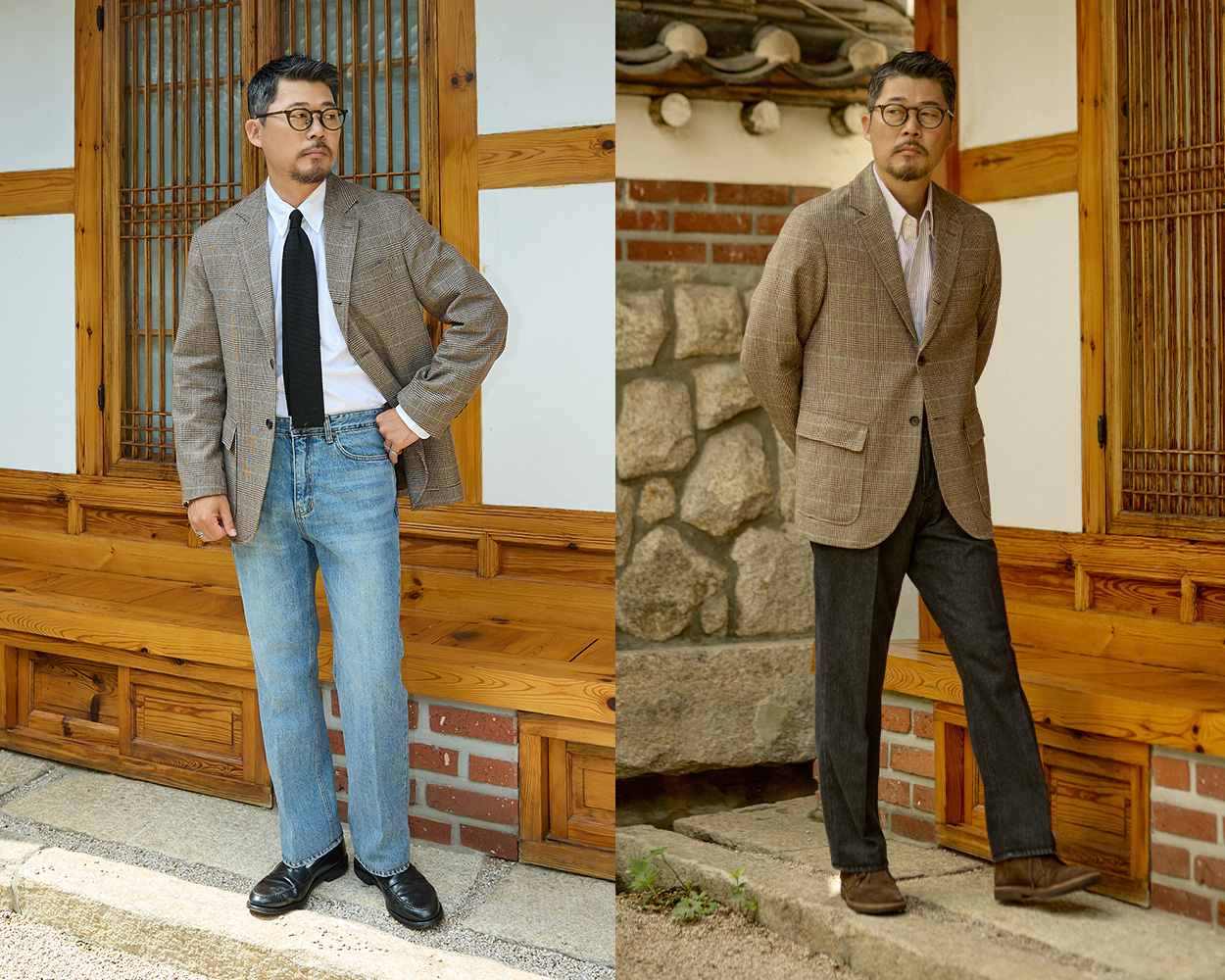 Glen Check Blazer styled in a modern Ivy-inspired menswear outfit