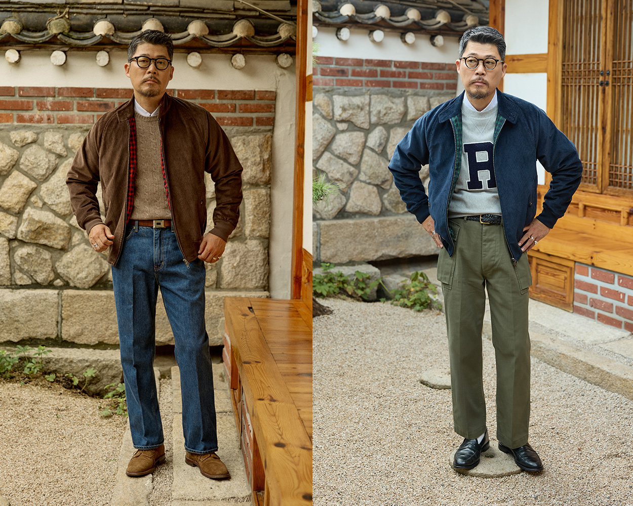 Casual Harrington Jacket outfit styled with denim and knitwear