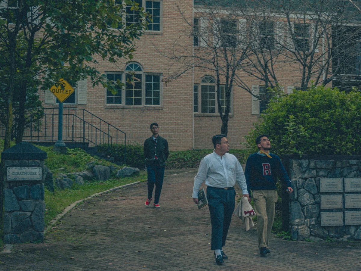 Navy crewneck sweater — the foundation color for Seoul Traditional outfits