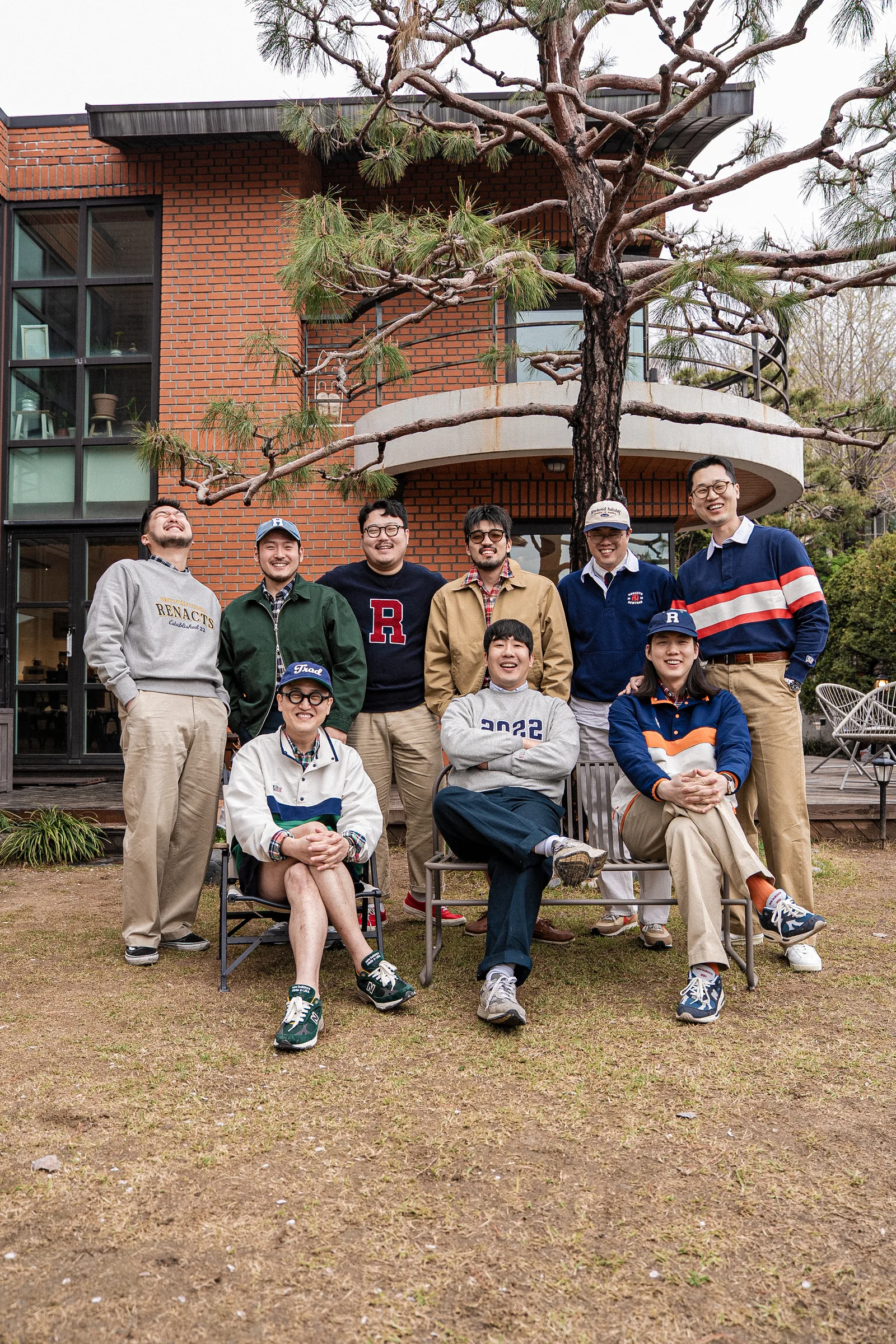 L.L. Bean history lineage in Seoul — the Renacts team wearing New Trad Anorak Pullovers in the Heavy Duty Ivy mode
