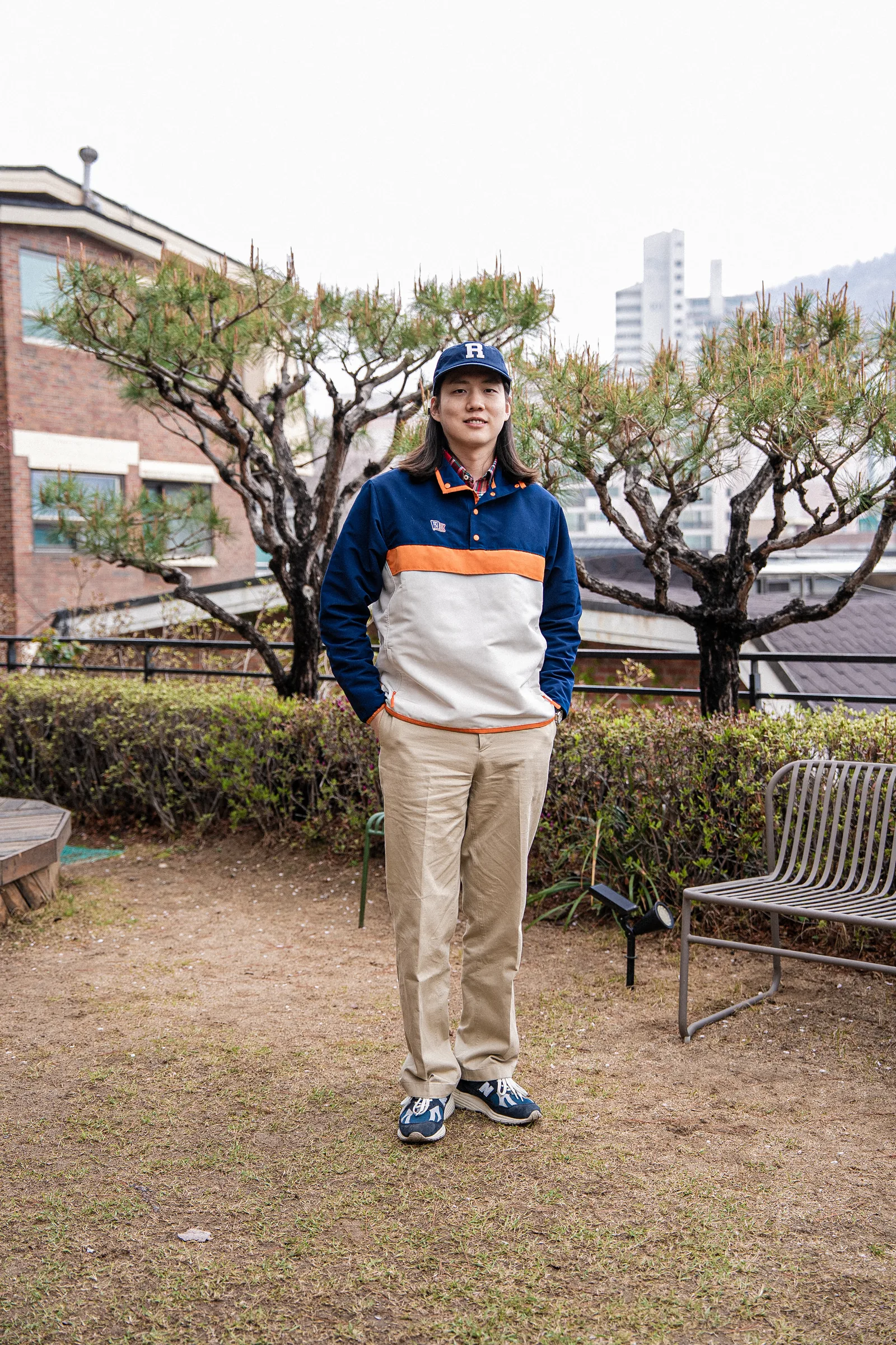 Anorak jacket history — Renacts navy New Trad Anorak Pullover, Seoul 2026