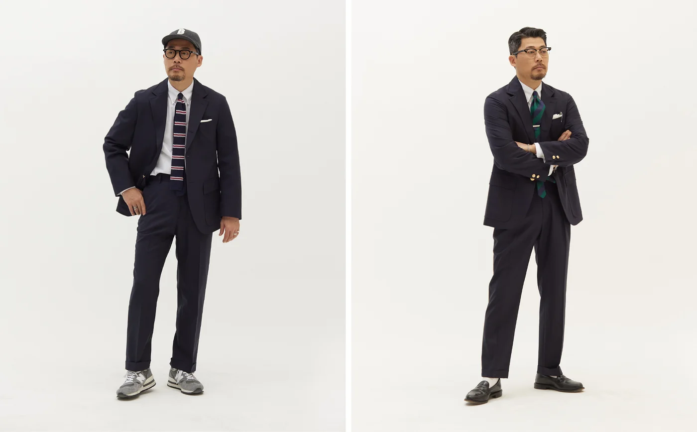 Blazer chino outfit men: navy blazer with navy chinos — two distinct shades of navy that read as deliberate, not matched