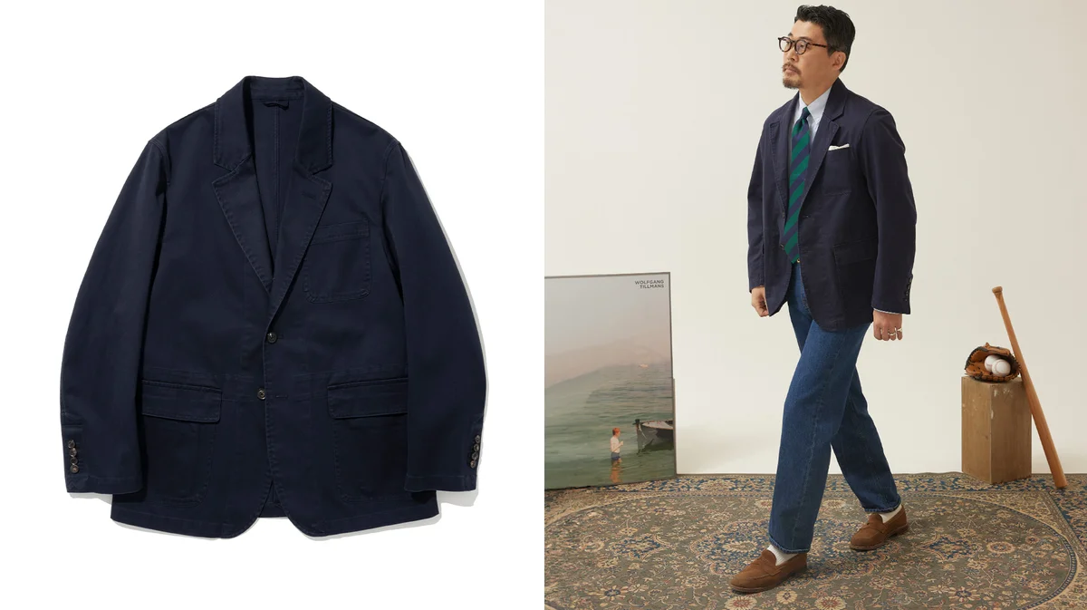 Spring blazer styled with knit tie and oxford shirt for a polished warm-weather look