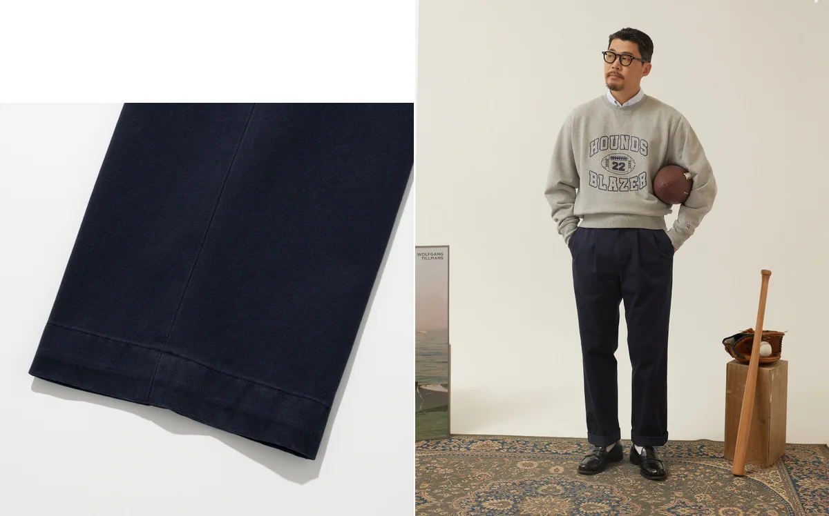 Chino pants fit guide overview showing well-fitted tapered chinos in khaki