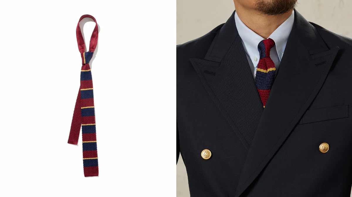 Navy and burgundy knit tie options showing the two essential starting colors for any collection
