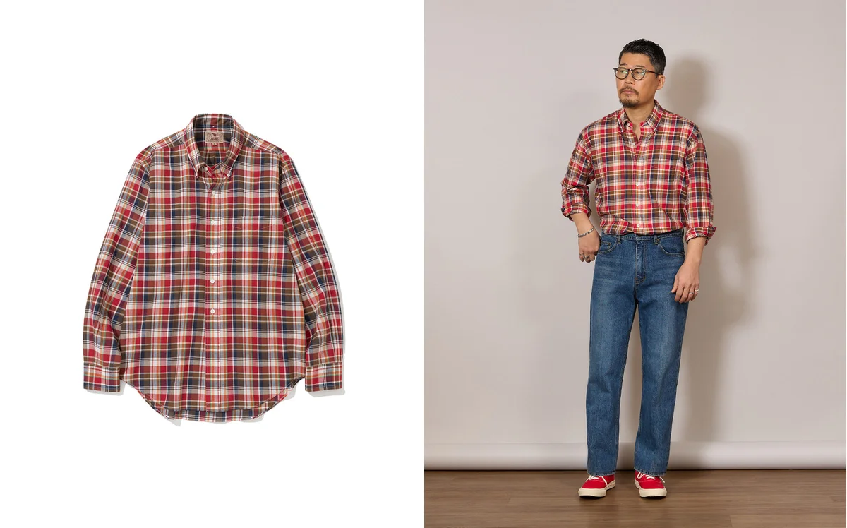 Lightweight madras cotton shirt demonstrating the fabric's breathable plain weave