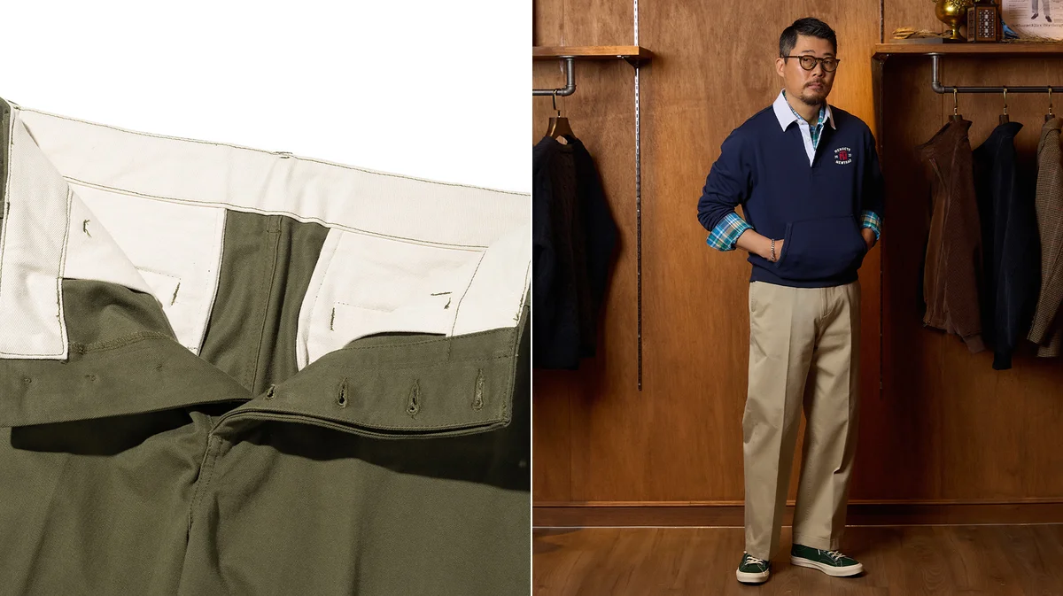 Navy chinos offering a slightly dressier alternative to classic khaki