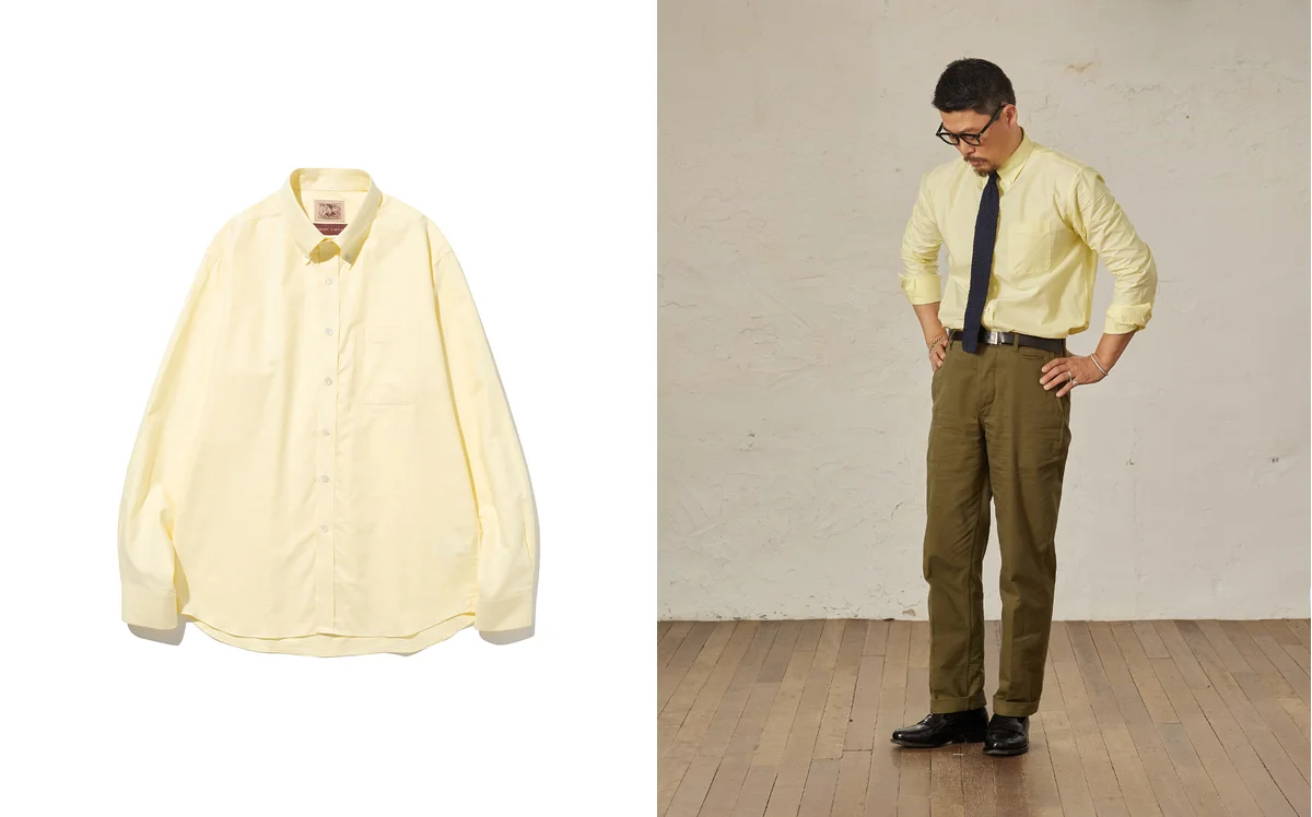 Oxford cloth fabric shirt care — slightly rumpled texture that looks better unwrinkled