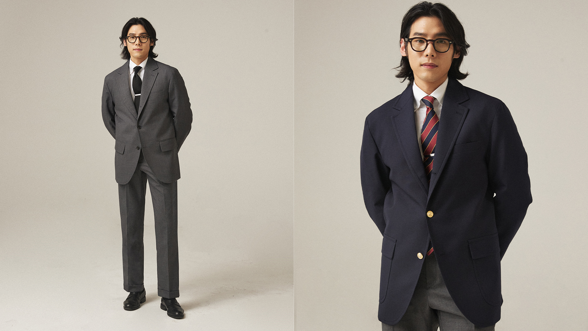 Blazer collar sitting flush against the shirt collar with no gap at the neck