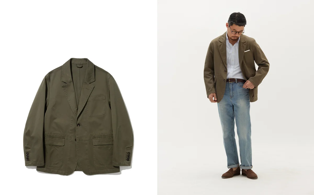 Vintage photograph of a student wearing a blazer with jeans on an American campus, circa 1960s