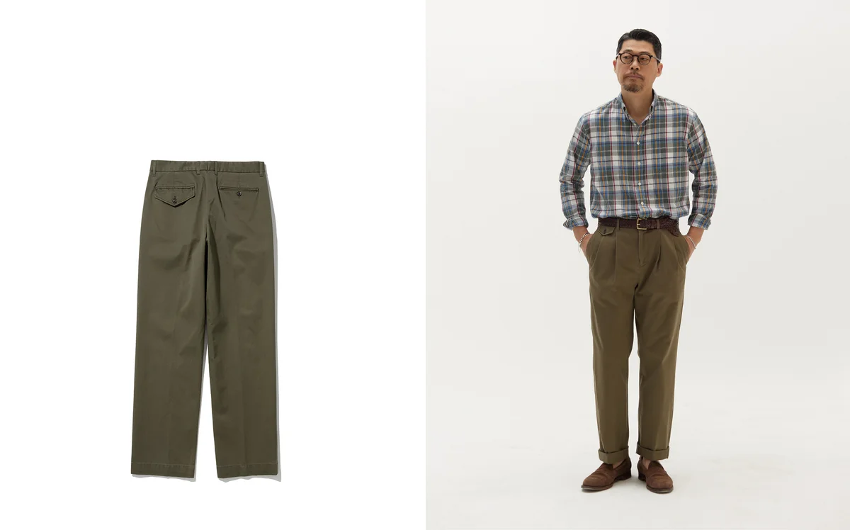 How to wear chinos men style — khaki chinos paired with classic trad staples for a versatile wardrobe foundation