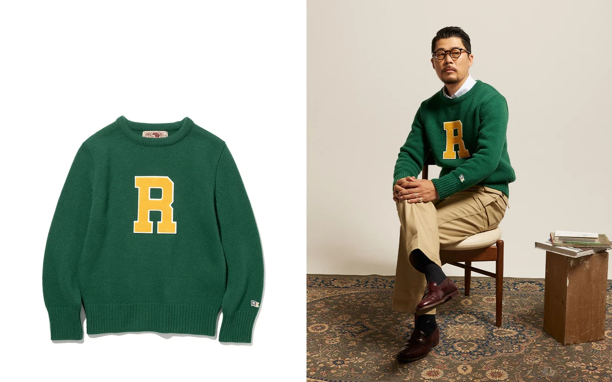Seoul Traditional style — crewneck sweater paired with chinos and oxford shirt in a modern Korean setting