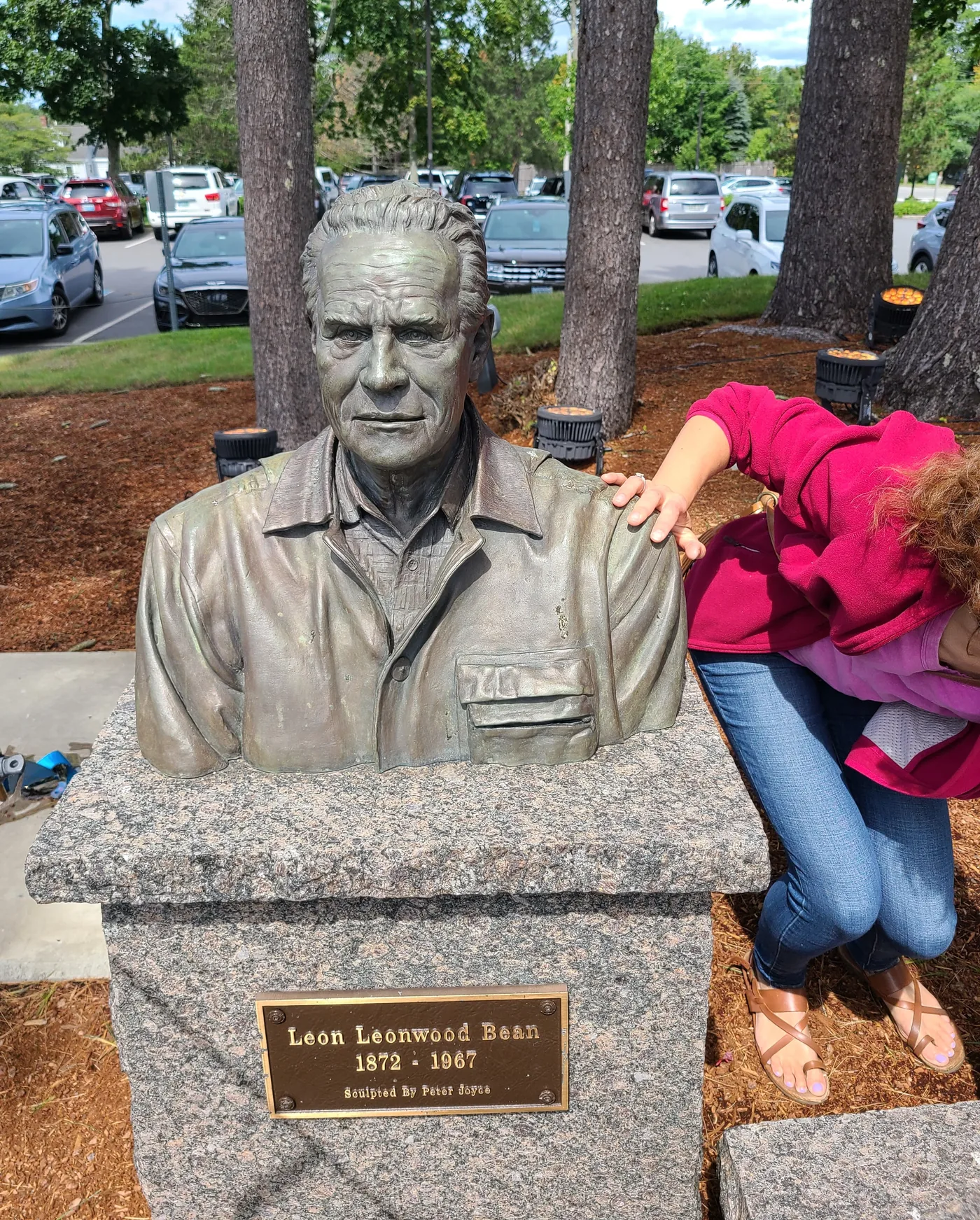 Bust of Leon Leonwood Bean on display — L.L. Bean history founder monument