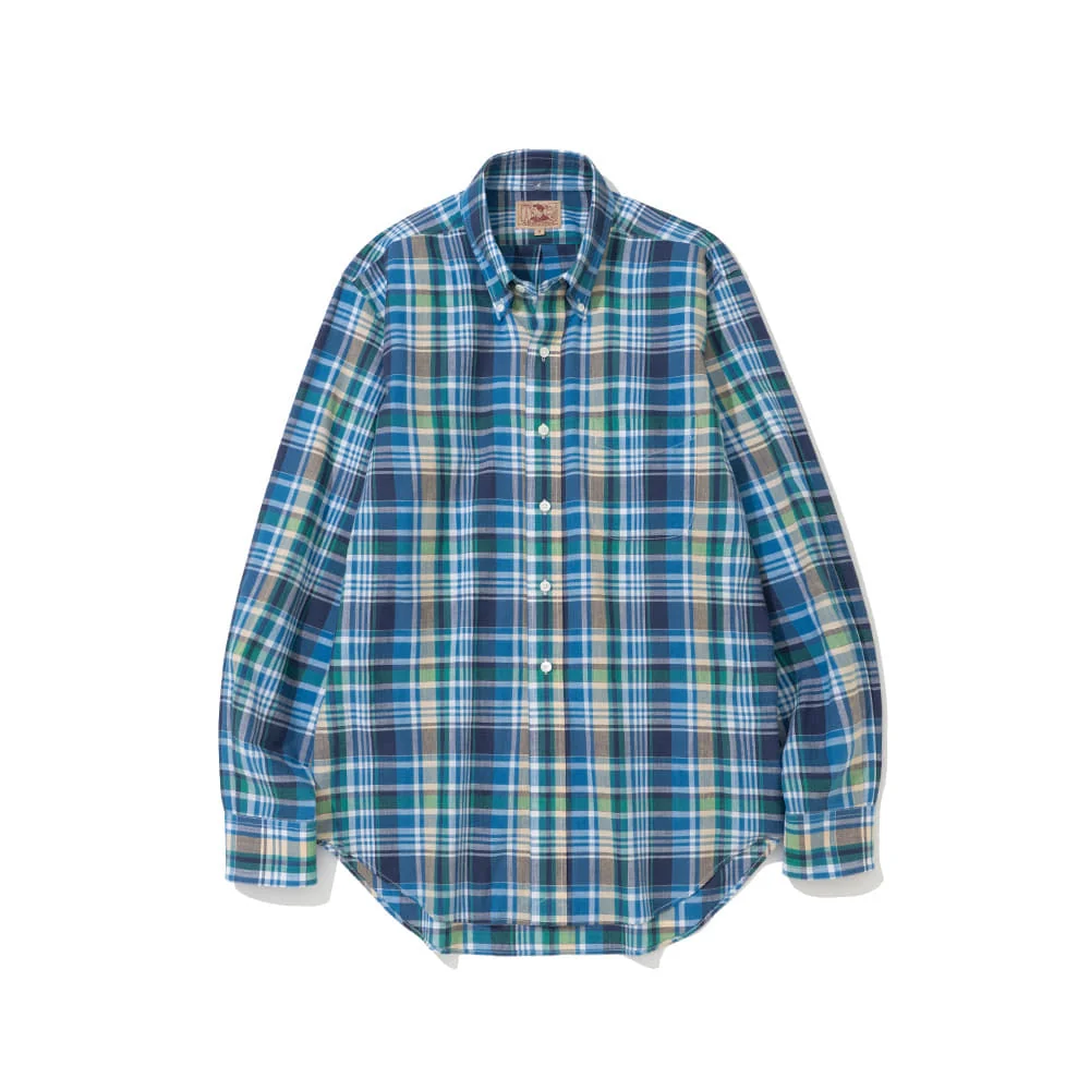 How to wear madras shirt — Renacts blue and green madras shirt product detail