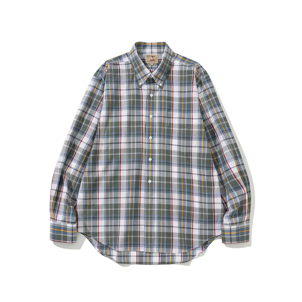 How to wear madras shirt — Renacts green, yellow, and white madras shirt product detail