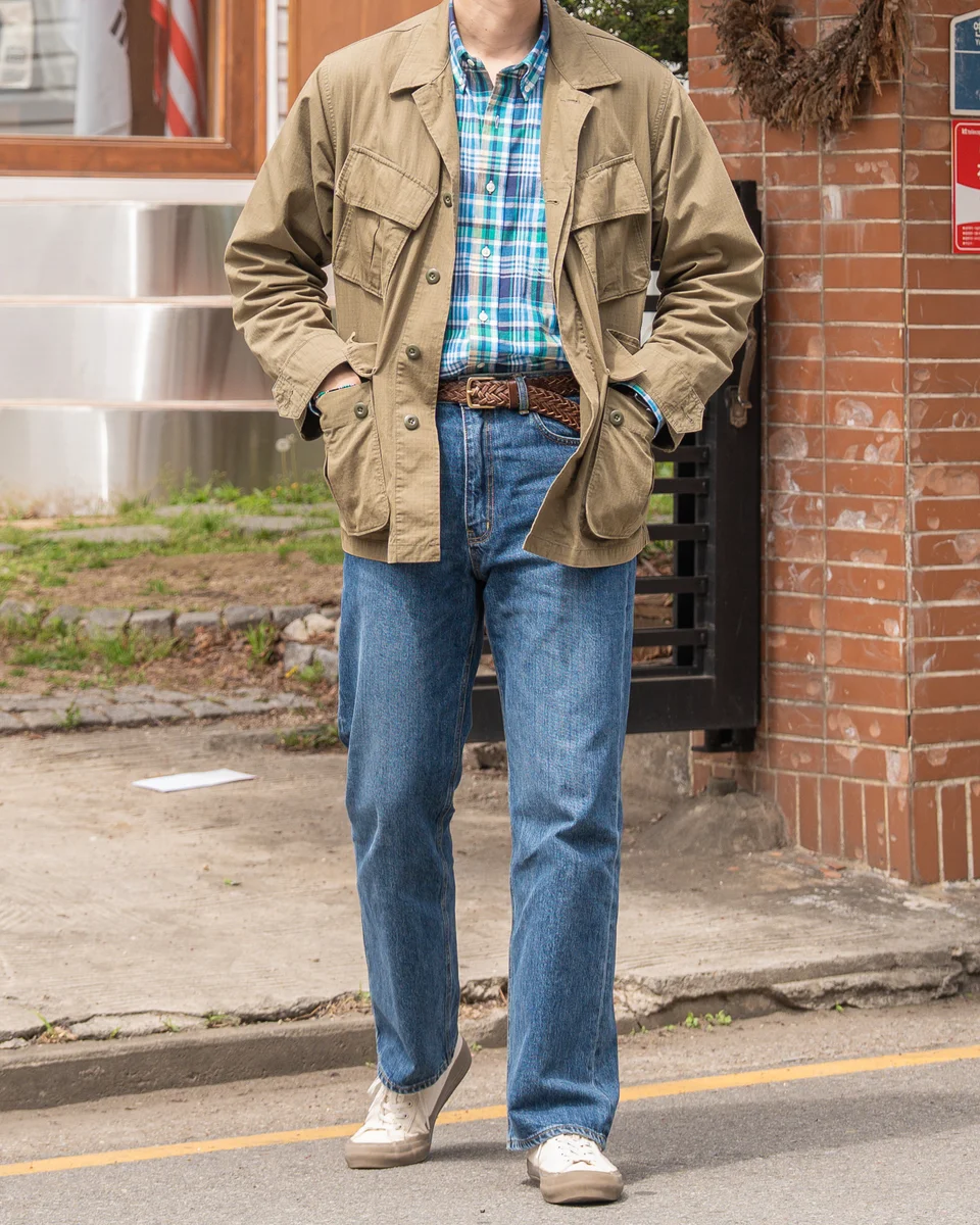 Madras Shirt & Military Jacket Outfit featuring madras shirt military jacket - look 3