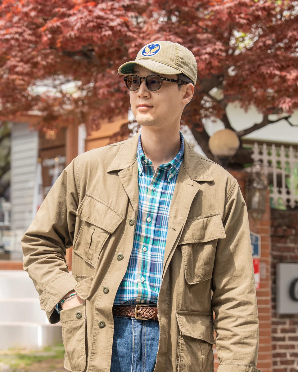 Madras Shirt & Military Jacket Outfit featuring madras shirt military jacket - look 5