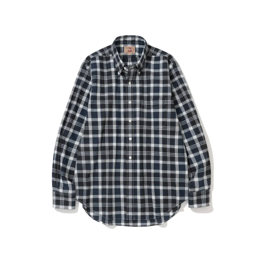 How to wear madras shirt — Renacts navy, black, and white madras shirt product detail