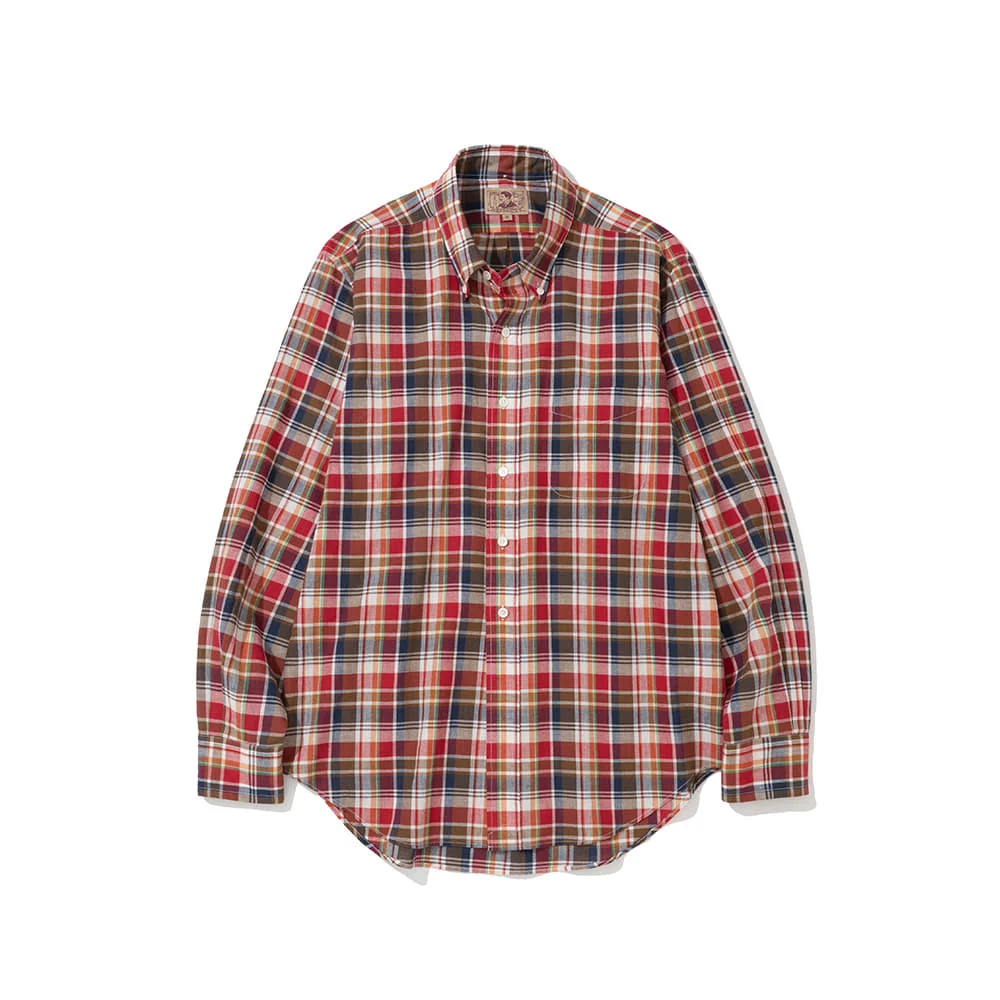 How to wear madras shirt — Renacts red and brown madras shirt product detail