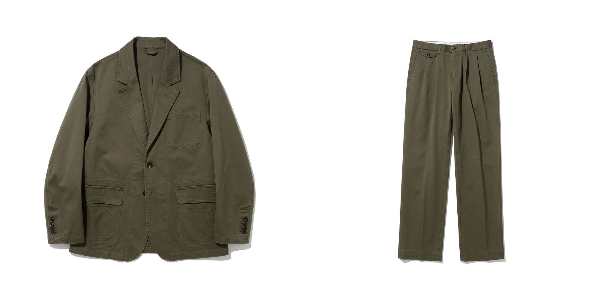 Olive cotton sack suit product detail