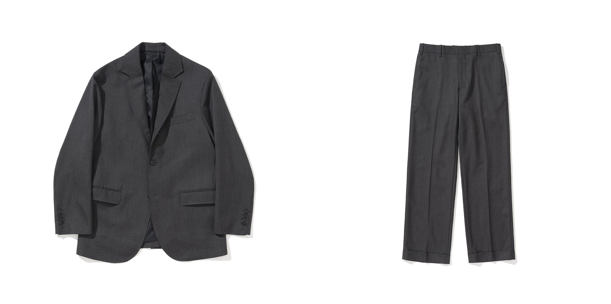 Charcoal grey wool three-season sack suit product detail