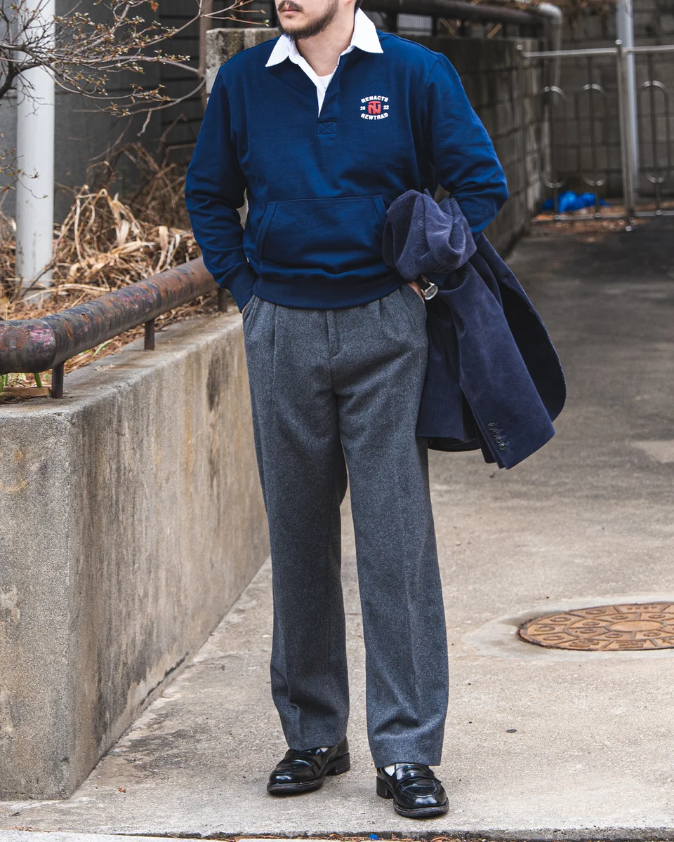 Corduroy Blazer & Rugby Sweatshirt Look featuring rugby collar sweatshirt outfit - look 2