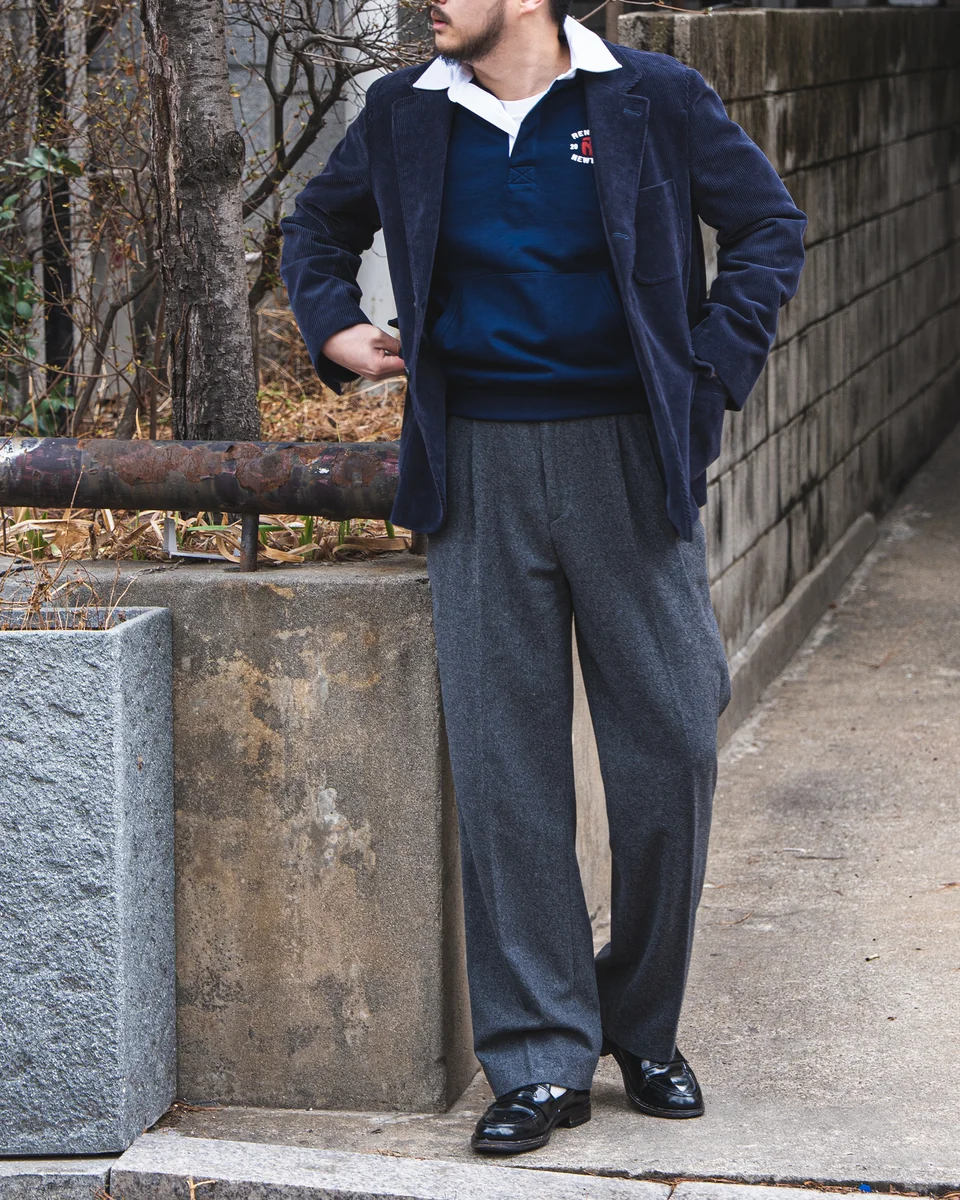 Corduroy Blazer & Rugby Sweatshirt Look featuring rugby collar sweatshirt outfit - look 3