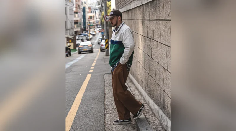 Retro Anorak Outfit: Color-Blocked Layers with Chinos