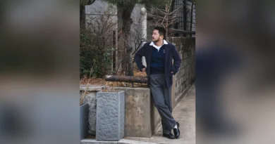 Rugby Collar Sweatshirt Outfit with Corduroy Blazer