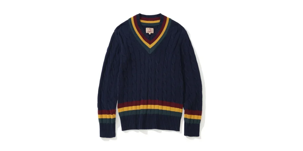 Navy cable knit cricket sweater — wool sweater care