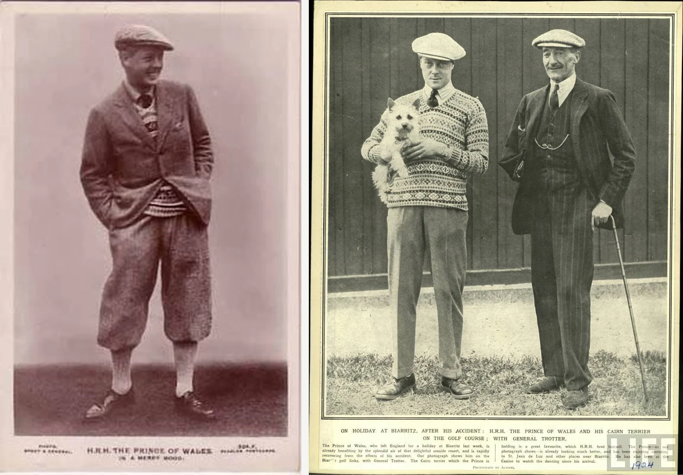 Fair Isle knit history: Edward, Prince of Wales (later Duke of Windsor) — 1920s vintage postcard 