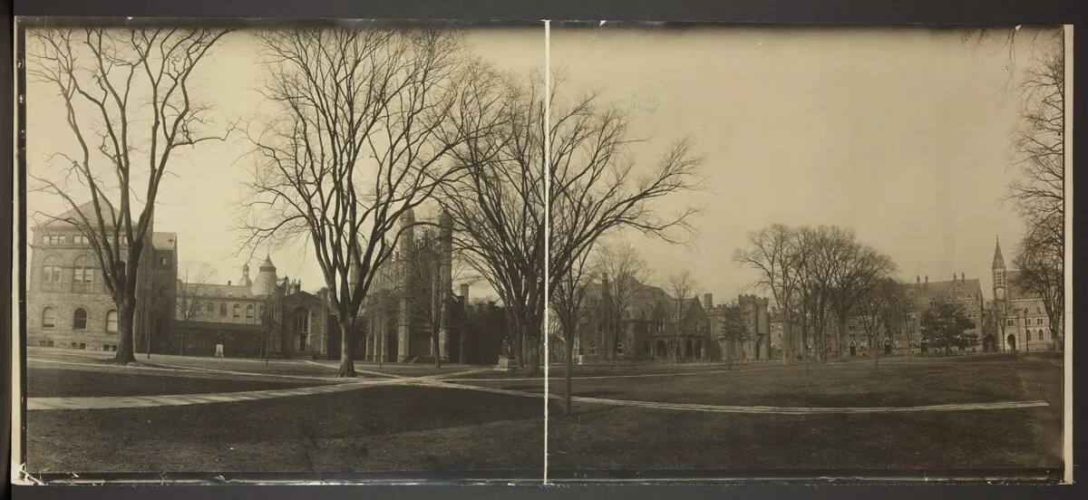 Yale Ivy style history — Yale Old Campus panorama around 1902, the year J.Press opened on the Yale campus