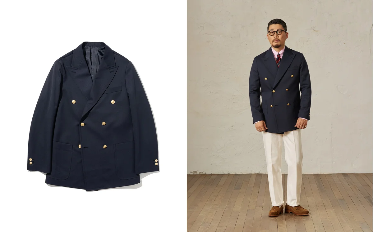 Navy gold-button blazer with tassel loafers and cream trousers โ casual blazer dos and don'ts for buttons and shoes