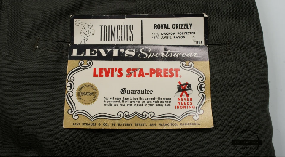 Cinch back chino history end of an era — Levi's Sta-Prest 1964 permanent press chino marking the rise of belt loops