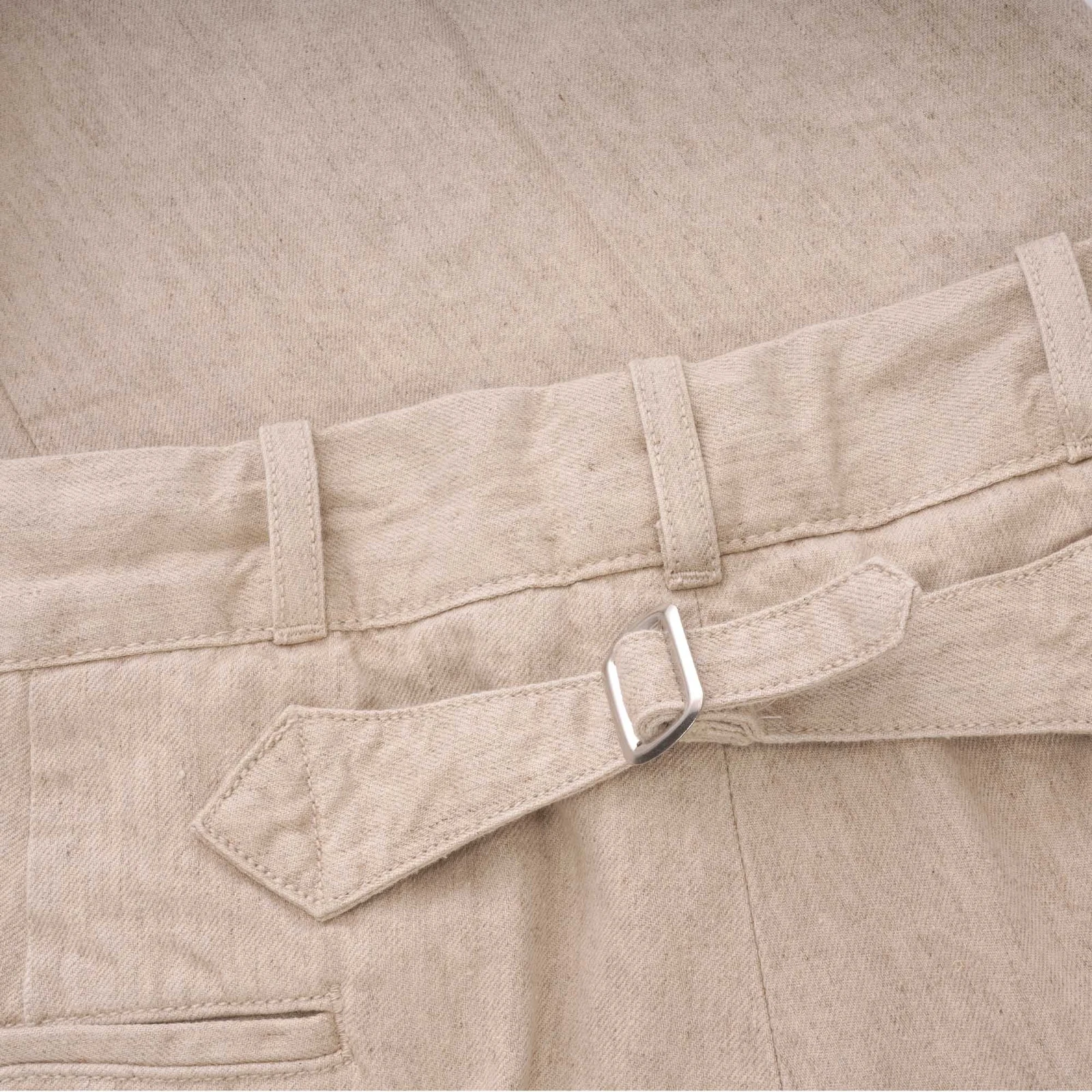 Cinch back chino history reproduction — Levi's Vintage Clothing Cinch Back Pants rear view with functional cinch strap and buckle
