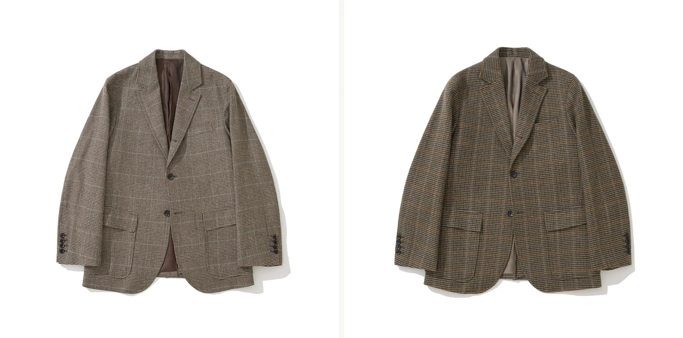 sport coat outfits hero pair A: Renacts Abraham Moon Glen Check Tweed Sack Cut Blazer with Gun Club Check Sack Cut Blazer the two patterned wool sport coats anchoring the first half of these sport coat outfits