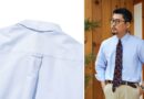 Gant history: the back of an Ivy oxford button-down shirt with locker loop and box pleat beside the collar roll seen from the front